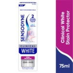 Sensodyne Clinical White Dentifrice Blancheur 75 ml blanchit les dents jusqu'à 2 teintes, offre une protection 24/7 contre la sensibilité et aide à se défendre contre les taches de café, de thé et de tabac. Dakar
