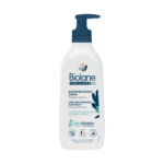 Flacon blanc de 350 ml de Biolane Topilane AD Baume Corps Relipidant avec pompe bleue, décoré d'un texte bleu et vert, destiné aux soins du corps et utilisable dès la naissance. Dakar