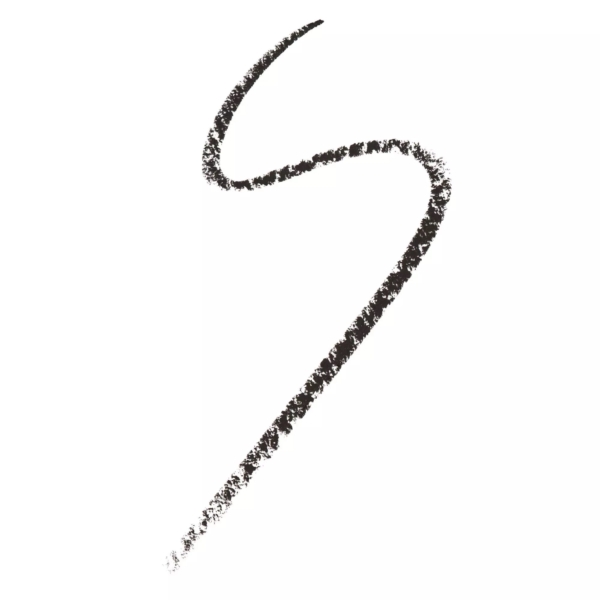 Une ligne noire grossière et incurvée en forme de "S" allongé sur le blanc suggère une trace du Catrice Crayon Yeux Contour Interne Inside Eye Khol Kajal 0,3 g, ressemblant à un trait de crayon charbonneux ou d'eyeliner. Dakar