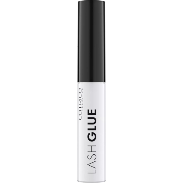 Tube blanc de Catrice Lash Glue Colle Faux Cils 4.7 g avec un bouchon noir, portant l'inscription "CATRICE COSMETICS LASH GLUE" imprimée en lettres noires sur le tube. Dakar