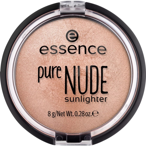 La Palette Illuminateurs Teint Rayonnant Pure Nude Sunlighter 40 Be My Sunlight d'Essence est un compact rond de 8g qui contient une poudre pêche-or scintillante avec les détails de la marque et du produit sur le couvercle. Dakar
