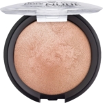 Essence Palette Illuminateurs Teint Rayonnant Pure Nude Sunlighter 40 Be My Sunlight 8 g est un highlighter rond, marbré, en poudre beige chatoyante dans un compact avec un couvercle transparent partiellement ouvert et un bord noir. Dakar
