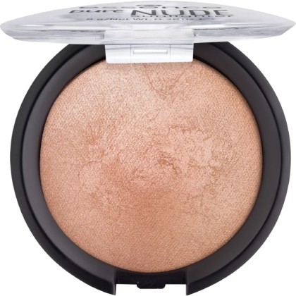 Essence Palette Illuminateurs Teint Rayonnant Pure Nude Sunlighter 40 Be My Sunlight 8 g est un highlighter rond, marbré, en poudre beige chatoyante dans un compact avec un couvercle transparent partiellement ouvert et un bord noir. Dakar