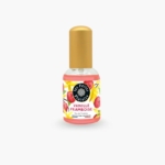 Les Petits Plaisirs Eau de toilette Vanille Framboise 30 ml se présente dans un petit vaporisateur avec un bouchon doré et une étiquette décorée de fleurs de vanille et de framboises. Dakar