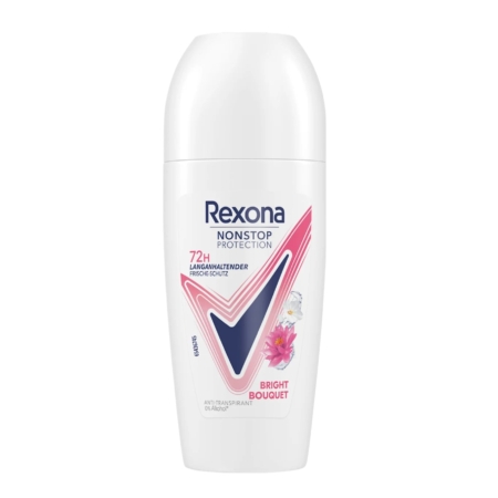 Un stick de 40 ml étiqueté "Rexona Sexy Bouquet Anti Transpirant Femme", présentant des graphismes roses et bleus et des motifs floraux, d'apparence similaire à d'autres déodorants féminins Rexona. Dakar