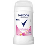 Le Rexona Sexy Bouquet Anti Transpirant Stick Femme 40ml est un stick blanc avec des motifs floraux roses, une coche bleue, 0% d'alcool, et offre une protection de 48 heures. Dakar