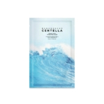 Un emballage rectangulaire de masque en feuille avec des motifs de vagues océaniques bleues, étiqueté "Skin1004 Masque hydratant Hyalu Cica Répare et Hydrate 1 Pièce". Découvrez ce masque hydratant et réparateur pour une peau fraîche et apaisée. Dakar
