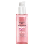 Un flacon rose de Byphasse Sugar Glow Huile Scintillante Corps et Cheveux 100 ml avec une pompe blanche, avec une étiquette qui souligne ses effets nourrissants et illuminants pour le corps et les cheveux et 99% d'ingrédients d'origine naturelle. Dakar