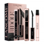 Le coffret Lancôme Lash Idôle Mascara Idôle 10 ml comprend un mascara à brosse incurvée et un flacon de parfum fin, le tout stylisé avec des accents noirs et or rose. Dakar
