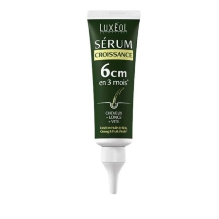 Le tube vert de 50 ml de Luxéol Sérum Croissance et Accélération Pousse Cheveux est doté d'un applicateur pointu et promet jusqu'à 6 cm de croissance en 3 mois pour des cheveux visiblement plus longs. Dakar
