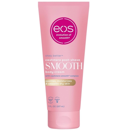 Un tube rose d'Eos Crème Après Rasage pour le Corps Vanille Cachemire, 207 ml, apaise, hydrate et lisse les peaux sèches. Dakar