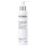 Un flacon pompe blanc de Filorga Age-Purify Clean Smoothing Purifying Cleansing Gel, 150ml, avec un texte noir et argenté sur l'étiquette, debout sur un fond blanc. Dakar