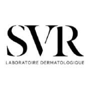 Logo noir et blanc avec les grandes lettres "SVR" au-dessus d'un texte plus petit indiquant "LABORATOIRE DERMATOLOGIQUE" dans une police de caractères propre et moderne. Dakar