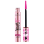 Un tube de Mascara Essence Volume et Longueur Extrêmes 01 Ultra Black 13 ml dans un emballage or rose avec un texte noir et rose, présenté avec l'applicateur à brosse rose vif. Dakar