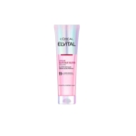 Tube rose et irisé de L'Oréal Paris Elvital Ultimate Glycolic Gloss Serum pour cheveux, avec texte noir et argenté, debout sur fond blanc. Dakar