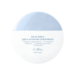 Althea Aqua Glowing Sunscreen", avec une liste d'ingrédients clés, notamment des extraits, du céramide NP, du panthénol, de l'eau de bambou et de la niacinamide. Dakar