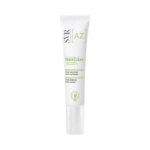 Tube blanc de SVR Sebiaclear Gel Flash 14H avec texte vert et noir, muni d'un bouchon à clapet. Le produit est étiqueté pour les soins anti-imperfections et anti-taches. Dakar
