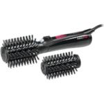Appareil de coiffure Babyliss noir avec deux brosses rondes amovibles, l'une fixée à l'appareil et l'autre placée à côté, conçu pour sécher et coiffer les cheveux. Dakar