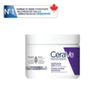 Un pot blanc de 48 g de CeraVe Skin Renewing Crème Peptides avec un étiquetage violet et bleu, comportant des textes en français et en anglais ainsi qu'un drapeau canadien, indique qu'il s'agit du premier hydratant recommandé par les dermatologues au Canada. Dakar
