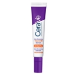 Tube de sérum à la vitamine C CeraVe Skin Renewing avec un bouchon violet et un texte violet, bleu et orange sur fond blanc. Le tube contient 10 % de vitamine C pure et est étiqueté en anglais et en français. Dakar