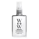 Flacon vaporisateur rectangulaire transparent de Color Wow Dream Coat Supernatural Spray, 50ml (1.7 FL OZ), avec texte et logo en noir sur le devant. Le flacon est doté d'un bouchon transparent et d'une pompe blanche. Dakar