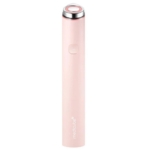 Un appareil de soins de la peau cylindrique rose avec un couvercle rond bordé d'argent, un petit bouton près du milieu et le nom de la marque "medicube" imprimé près de la base. Dakar