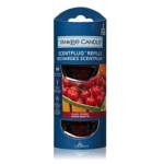 Un paquet de Recharge ScentPlug Cerise Griotte Parfum délicieusement fruité, avec une image de cerises fraîches sur le devant. Comprend deux flacons de recharge pour un parfum fruité de longue durée. Dakar
