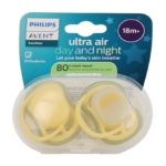 Sucettes Philips Avent Ultra Air Jour et Nuit, 18m+, 80% d'origine végétale, avec étui de stérilisation. Dakar