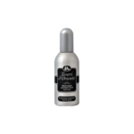 Un flacon argenté de Tesori d'Oriente Profumo Aromatico, étiqueté "Muschio Bianco White Musk", avec une étiquette noire et blanche et un bouchon argenté arrondi, est centré sur un fond blanc uni. Dakar
