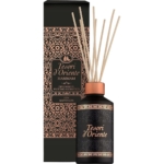 Diffuseur Hammam Tesori d'Oriente avec un flacon noir et une boîte aux motifs ornés d'or rose. Dakar