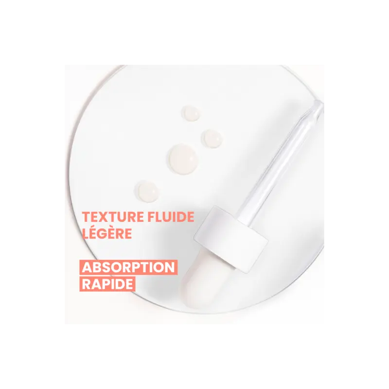 Un flacon compte-gouttes muni d'un bouchon blanc permet de verser le sérum Avène Cleanance A.H.A. Exfoliant Anti-Imperfections 30 ml sur une surface plane. Les mentions « Texture fluide légère » et « Absorption rapide » soulignent sa texture fluide et légère ainsi que sa pénétration rapide. Dakar