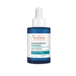 Flacon compte-gouttes bleu et blanc de 30 ml contenant le sérum Cleanance A.H.A. Exfoliant Anti-Imperfections d'Avène, spécialement conçu pour lutter contre les imperfections et les marques de cicatrices. Dakar
