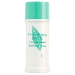 Un tube cylindrique blanc contenant le déodorant Elizabeth Arden Green Tea Cream, muni d'un bouchon vert et orné d'un motif de feuille verte sur le devant. Dakar