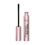 Un tube de mascara « Paradise Big Deal » de L'Oréal Paris, de couleur or rose, dont la brosse a été retirée et qui est posé à la verticale à côté du tube ouvert. Dakar