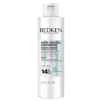 Un flacon blanc de « Redken Acidic Bonding Concentrate Masque Pré-traitement - répare et fortifie » de 190 ml, muni d'un bouchon à rabat et d'une étiquette irisée, contenant un complexe à base d'acide citrique à 14 % pour une réparation et un renforcement intensifs. Dakar