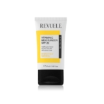 La crème hydratante Revuele SPF 20 à la vitamine C anti-taches, en format de 50 ml, est conditionnée dans un tube muni d'un bouchon blanc et d'une étiquette jaune et noire qui met en avant ses bienfaits hydratants, éclaircissants et illuminateurs pour les peaux ternes ou au teint irrégulier. Dakar