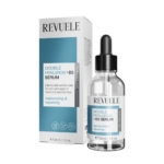 Un flacon et un coffret de Revuele Double Hyaluron+ B5 Sérum Hydratant Anti-Rides à l’acide hyaluronique et à la vitamine B5, 30 ml, dans un emballage blanc et bleu, idéal pour repulper et réparer les peaux présentant une perte de volume ou d’élasticité. Dakar