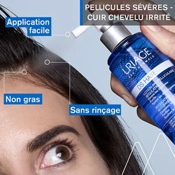 La lotion capillaire Uriage DS antipelliculaire régulatrice pour cuir chevelu irrité, sans rinçage, 100 ml, s'applique facilement, laisse une sensation non grasse et ne nécessite aucun rinçage. Elle cible les pellicules sévères et apaise les cuirs chevelus irrités. Dakar