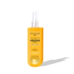 Un spray capillaire Byphasse « Protection Thermique Kératine Végétale Anti-Frisottis » jaune de 250 ml, offrant une protection thermique jusqu’à 230 °C et un effet anti-frisottis pendant 72 heures, présenté sur un fond blanc avec une ombre douce. Dakar