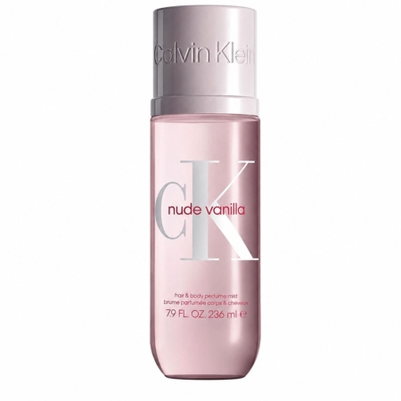 La brume parfumée pour les cheveux et le corps « Nude Vanilla » de Calvin Klein, en format 236 ml, se présente dans un flacon rose orné d'un bouchon argenté et des lettres « CK » en relief, offrant une expérience olfactive élégante et rafraîchissante. Dakar