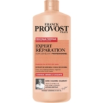 Un flacon d'après-shampoing Franck Provost Paris Expert Réparation pour cheveux abîmés, dont l'étiquette comporte les informations sur le produit en français ainsi qu'une photo de Franck Provost. Le flacon est de couleur pêche et contient 450 ml. Dakar