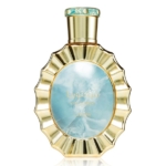 Un flacon de parfum doré aux bords festonnés, orné au centre d'une étiquette ovale marbrée de bleu, sur laquelle figurent une écriture arabe dorée ainsi que les mots « VIGORIA » et « Lattafa » en anglais. Le bouchon du flacon présente un motif bleu et doré. Dakar