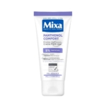 La « Mixa Crème Multi-Usages au Panthénol Confort Peaux Sensibles 50 ml » se présente sous la forme d'un tube blanc destiné aux peaux sensibles, orné d'inscriptions bleues et violettes. Il s'agit d'une crème polyvalente contenant 5 % de panthénol, conçue pour apporter un apaisement et une régénération immédiats. Dakar