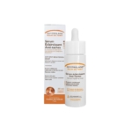 Un flacon blanc de 30 ml d'Oxyprolane Sérum Éclaircissant Anti-Taches, muni d'un compte-gouttes, est posé devant son coffret ; les deux comportent des inscriptions en français et en anglais, en orange et noir. Dakar
