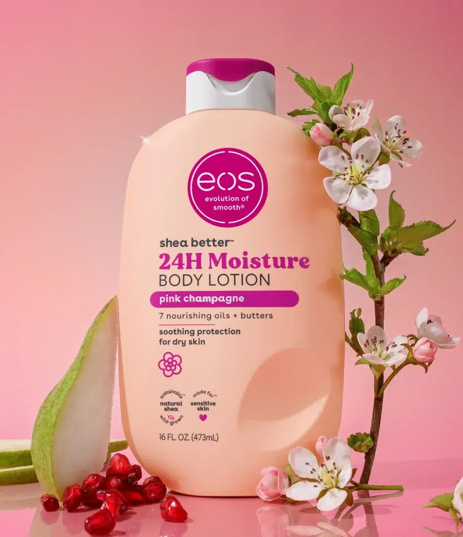 EOS Shea Better Pink Champagne Lait Corps Hydratant 24H au Beurre de Karité 473 ml – Image 3