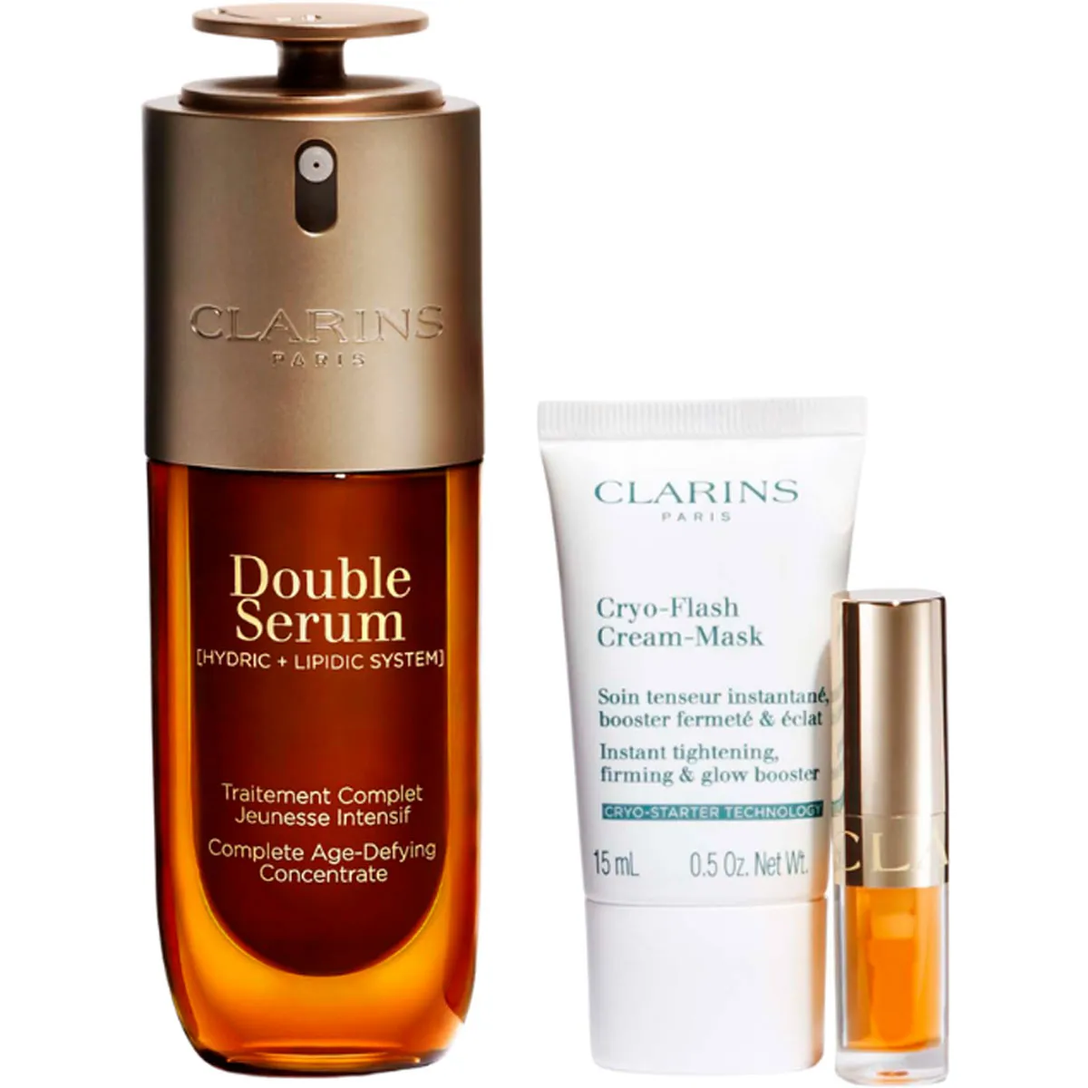 Clarins Coffret Trousse Double Sérum 50 ml + Masque Cryo Flash 15ml + Huile Lèvres 1.4ml – Image 2